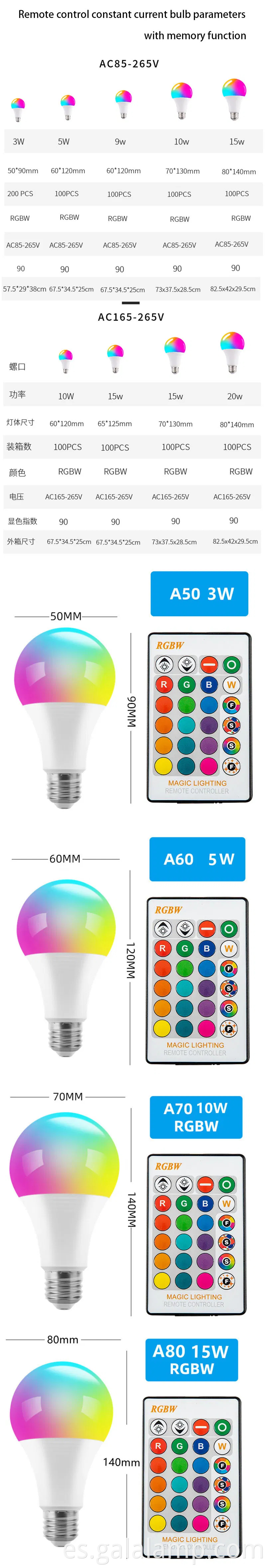 Luz de bombilla LED inteligente con wifi y control Bluetooth
